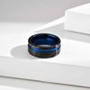 8mm Black Tungsten Steel Ring with Brushed Outer and Hammered Inner Finish - Style TCR-104B07.