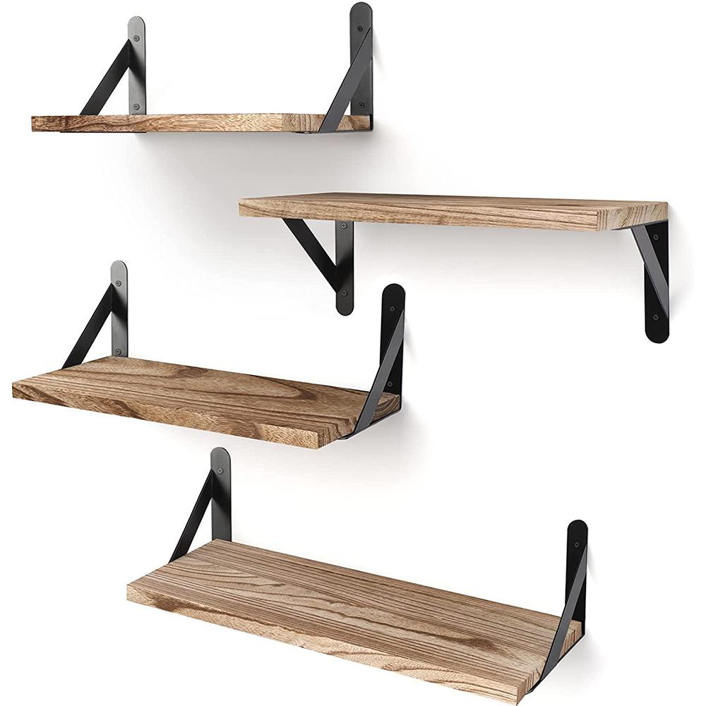 4 Stück/Set Holz Schweberegal, Wandmontiertes Lagerregal Display Organizer Für Schlafzimmer Badezimmer Küche Haus Wandregal Ständer.