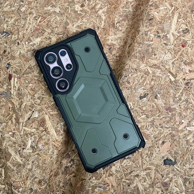 

Противоударный чехол Pathfinder Pro Macsafe Magnetic для Samsung Galaxy S25Ultra S24 Ultra S23 Plus S24Ultra S23ULTRA Прочный чехол MagSafe for Galaxy S23 Ultra зелёный