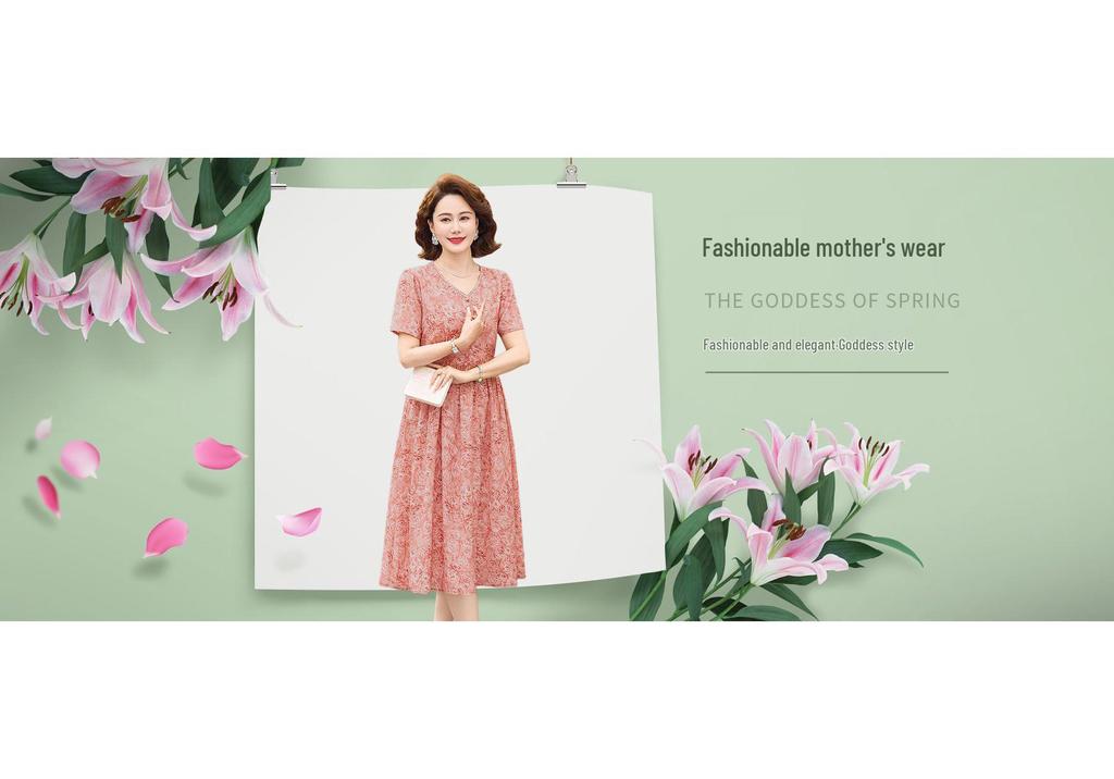 Exquisite Floral Slimming Dress - 2026 Spring New Arrival, Elegant and Tummy-Concealing