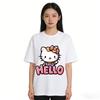 2026 Hello Kitty Cartoon Printed Short Sleeve Summer Cotton Tshirt Flower Womens Family Matching Outfits Tops Tee Highquality