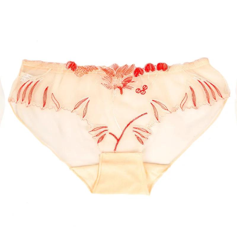 Ladies Lace Sexy Underwear Panties New Summer Thin Comfortable Nude Girl Briefs Embroidered Mesh Temptation Panties Women