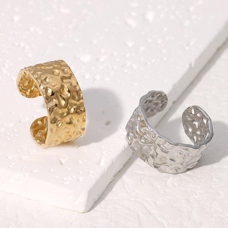 18K Gold-Plated Stainless Steel Open Ring - Elegant European & American Design, Versatile and Non-Fading Titanium Steel Jewelry.