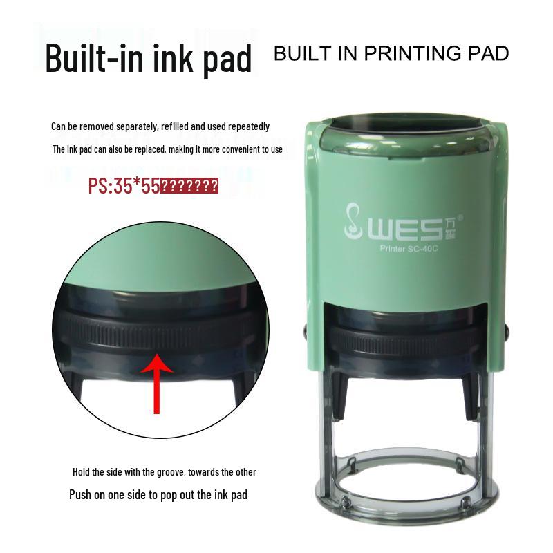 Samobarvicí razítko Wanxi Green – Kulaté, Oválné, Čtvercové, Obdélníkové varianty pro kancelářské použití