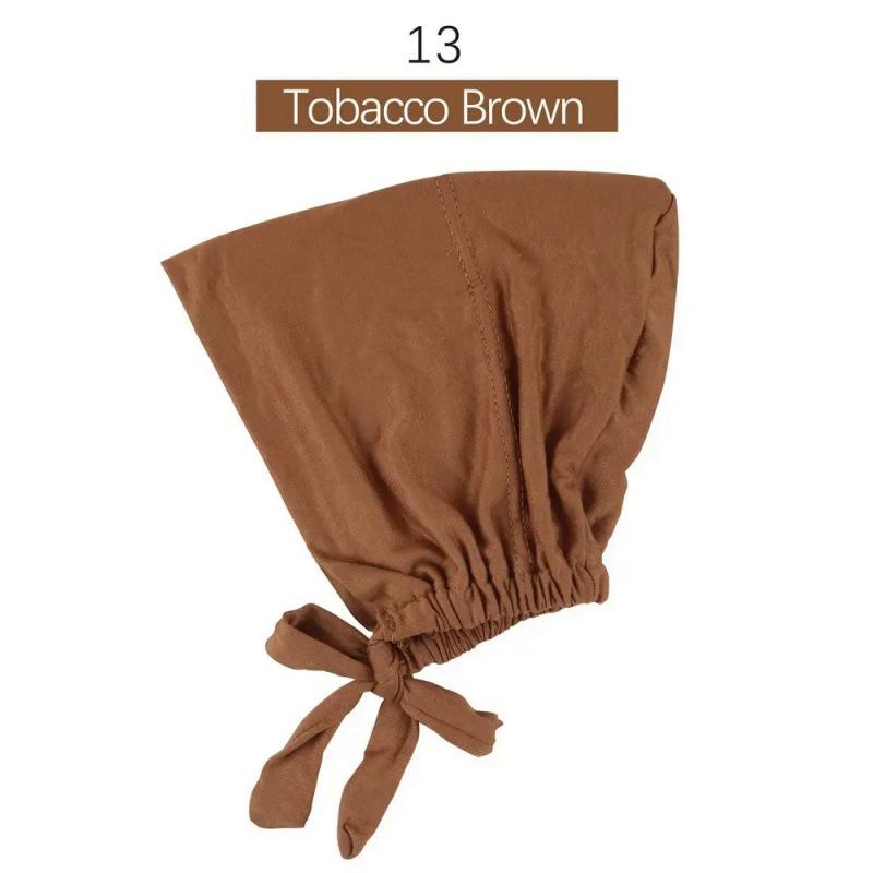 Solid Color Elastic Tie-Back Modal Undercap Hijab Scarf Adjustable Kufi Cap