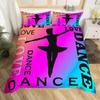 Neon Pink Gymnastics Ballet Dance Bedding Set, Love Gymnastics Theme Duvet Cover Set Polyester Quilt Cover
