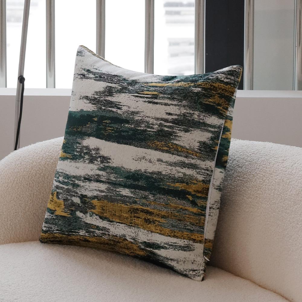 45X45Cm Dark Green Throw Pillowcase Cojines Texture Color Woven Abstract Jacquard Pillow Cover Home Decorative Cushion Covers