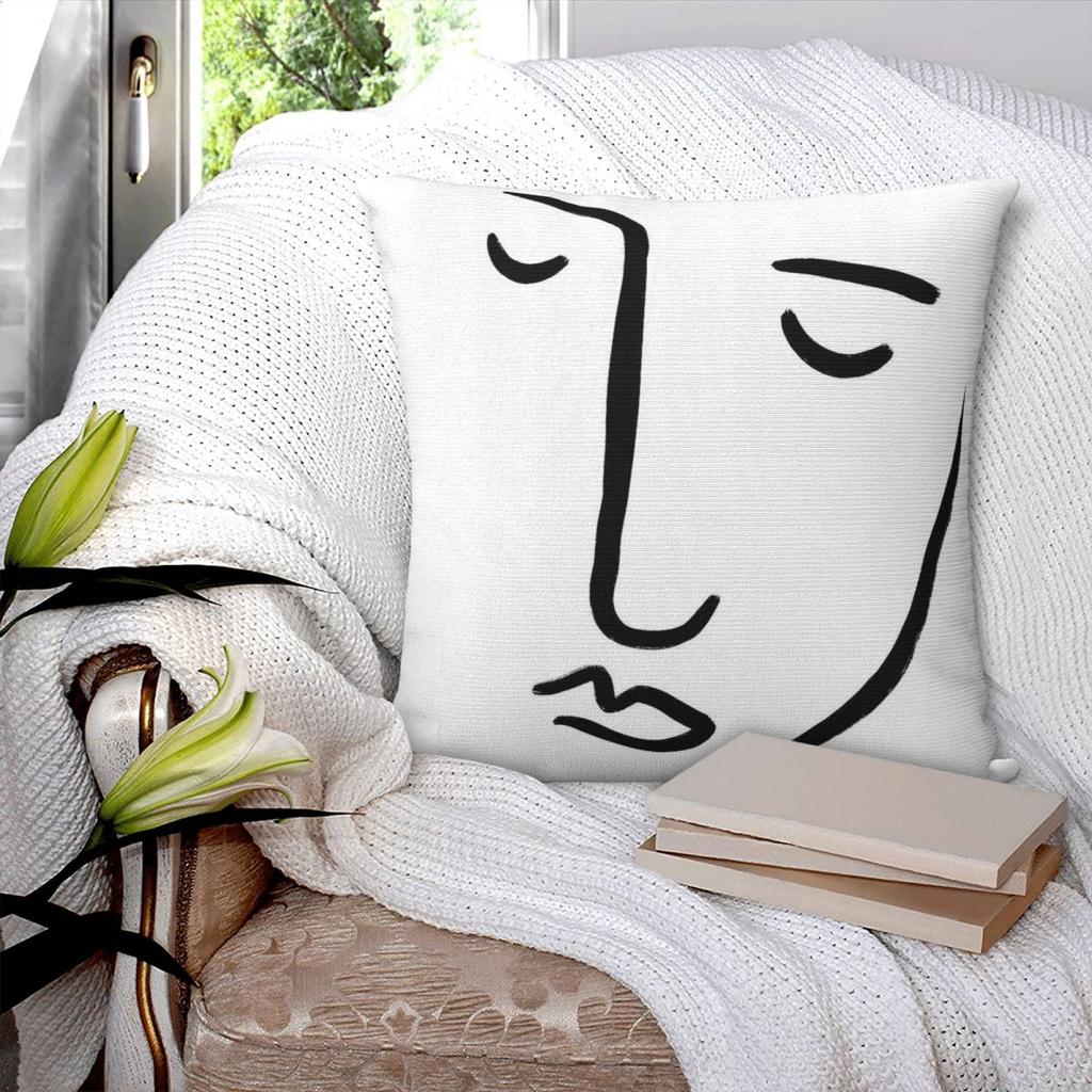 Abstract Face One Line Pillowcase Polyester Linen Velvet Creative Zip Decorative Throw Pillow Case Sofa Cushion Cover