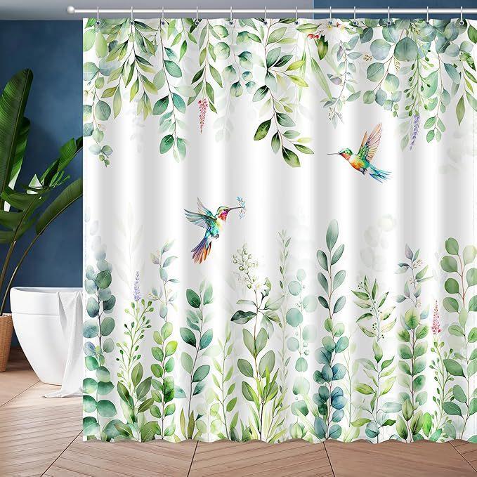 Nordic Style Colored Leaves Small Floral Pattern Printing Shower Curtain Decoration Home Bathroom Water Curtain
