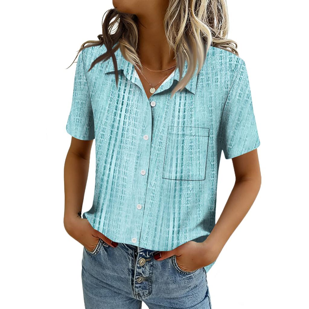Women Blouses Short Sleeve Button Down Shirts Business Casual Dressy Work Tops Summer Spring Clothes