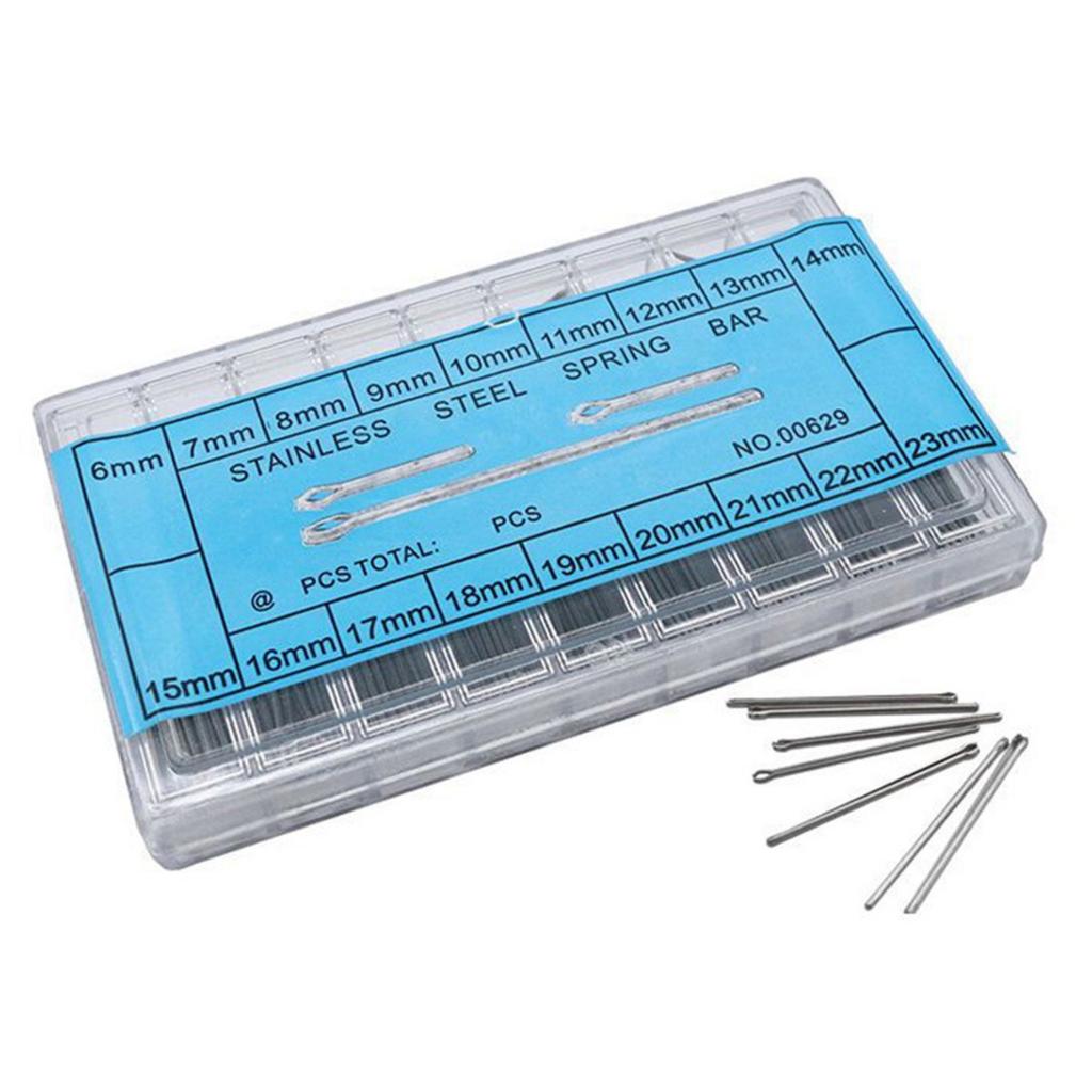 360 pièces Goupilles fendues argentées pour bracelet de montre avec boîte Acier inoxydable Bracelet de montre Bracelet Maillons Goupilles fendues Assortiment Outils de réparation