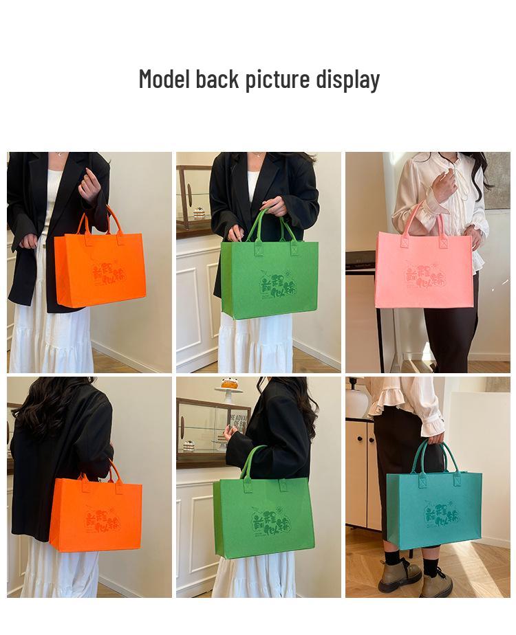 Eco-Friendly Logo Print Large Capacity Felt Tote Bag with Pattern