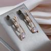 Kinel Water Drop Zircon Long Dangle Earrings For Women Rose Gold Color Elegant Jewelry