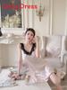 Pure Desire Style Womens Pink Bubble Dot Sleeveless Sleep Dress With Breathable Ice Silk For Home Comfort