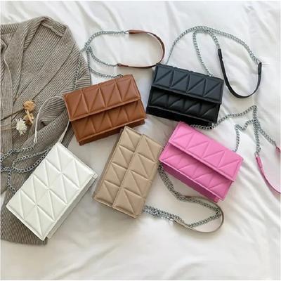 Κεντητές Καρό Τσάντες Crossbody για Γυναίκες Καθημερινής Χρήσης Μονόχρωμη Αλυσίδα Λουράκι Τσάντα Ώμου με Καπάκι Γυναικείες Τσάντες