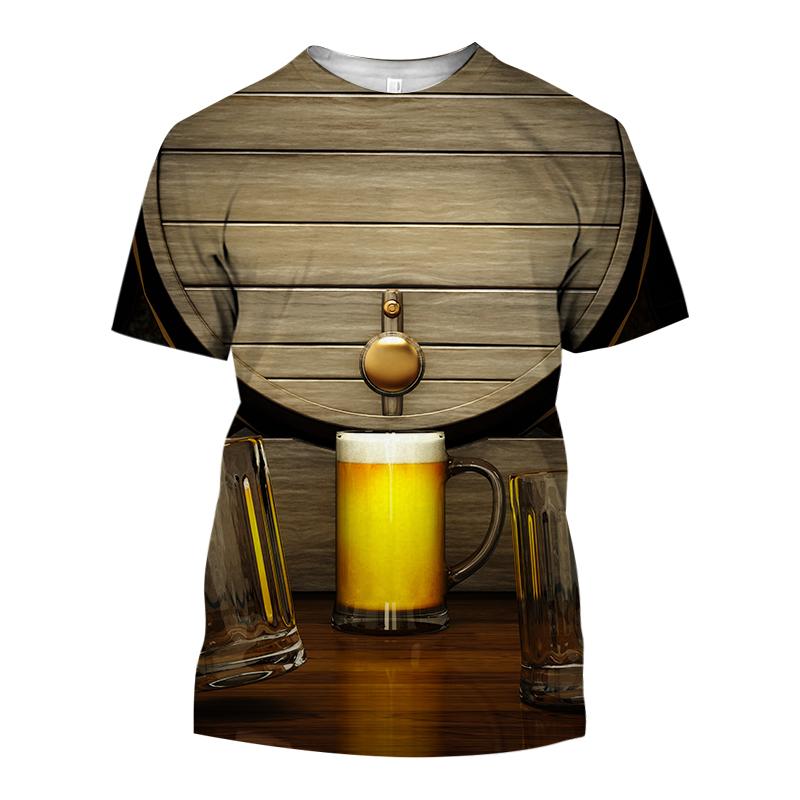 Sommer Beliebte Hip Hop Männer Lustige T-shirt Neue Bier Schönheit 3D Mode Lässig Persönlichkeit Kurzarm O Hals Große Größe kleidung 2XL black
