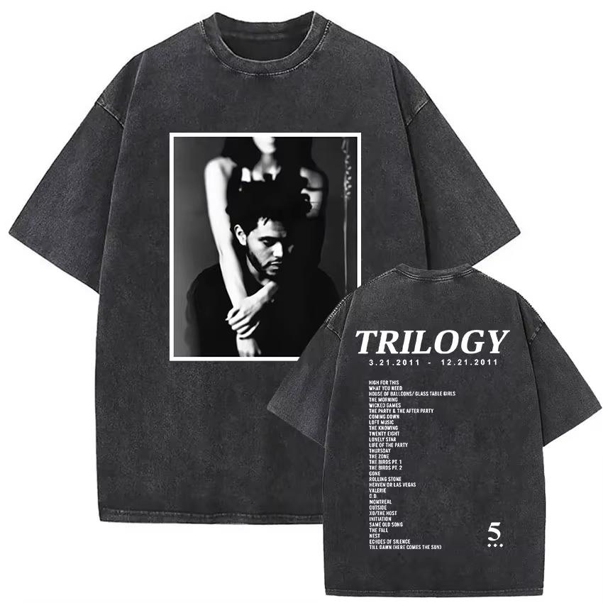 The Weeknd XO Tour 2025 Vintage Washed T Shirt Men Women Pop Music Short Sleeve T-Shirts Rap Hip Hop Graphic Print Y2K Retro Harajuku Unisex Graphic