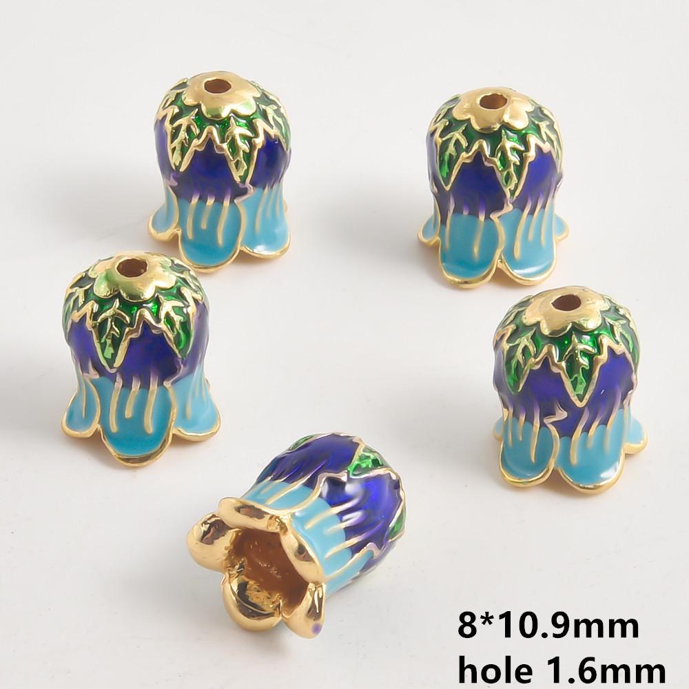 10pcs/Lot Vintage Enamel Flower Bead Cap Accessories For Jewelry Making Supplies Bohemia End Caps Handmade Connectors Materials