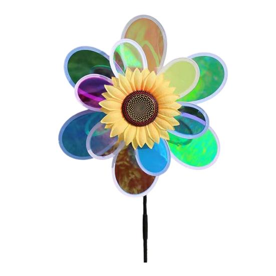 Colorful Windmill Ornaments for Garden and Yard, Decorative Double Layer Pinwheel Spinner for Kids, Outdoor Reflective Pinwheels for Patio Lawn