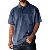 Men's Summer Solid Color Washed Button Collar Loose Short Sleeve Top