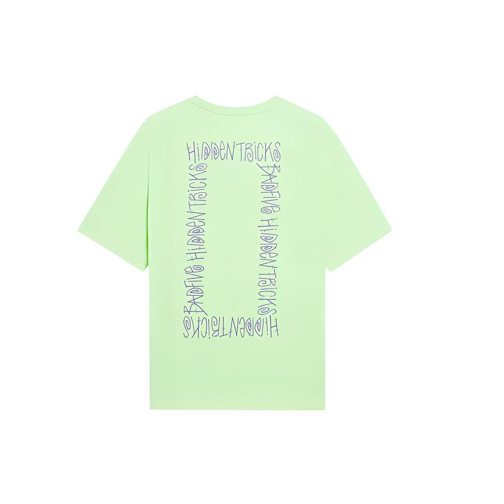 Li-Ning Badfive Round Neck Letter Print Short Sleeve T-Shirt Men Tops Fluorescent-Ice-Green AHSS389-1