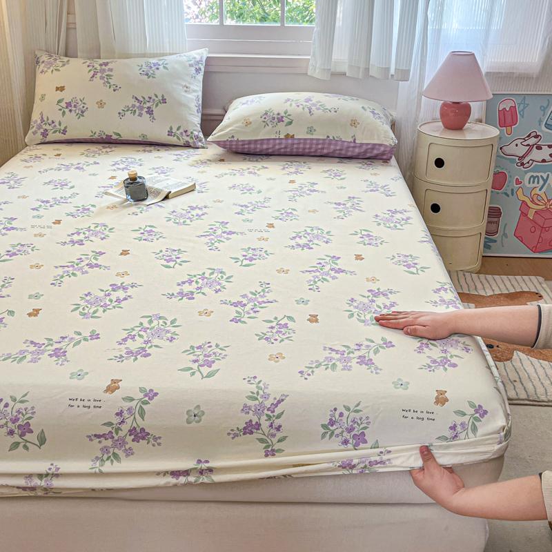 Soft Fitted Sheet Pure Cotton Bed Cover Single/Twin/Queen/King Size Bedsheet Non-slip Bed Linen sabanas (Pillowcase Need Order)