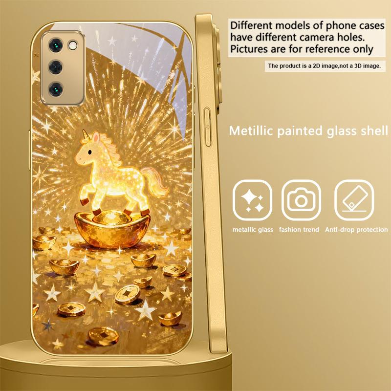 The shining golden pony For Samsung Galaxy S20 FE S21 S22 S23 Plus S24 Ultra S25Ultra S21+ S9+ S22Plus Golden glass phone case