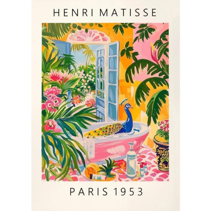 Matisse Animals In The Bathroom Poster Wild Animals Matisse Art Painting Wall Decor Colorful Wall Decoration Canvas Prints Gift