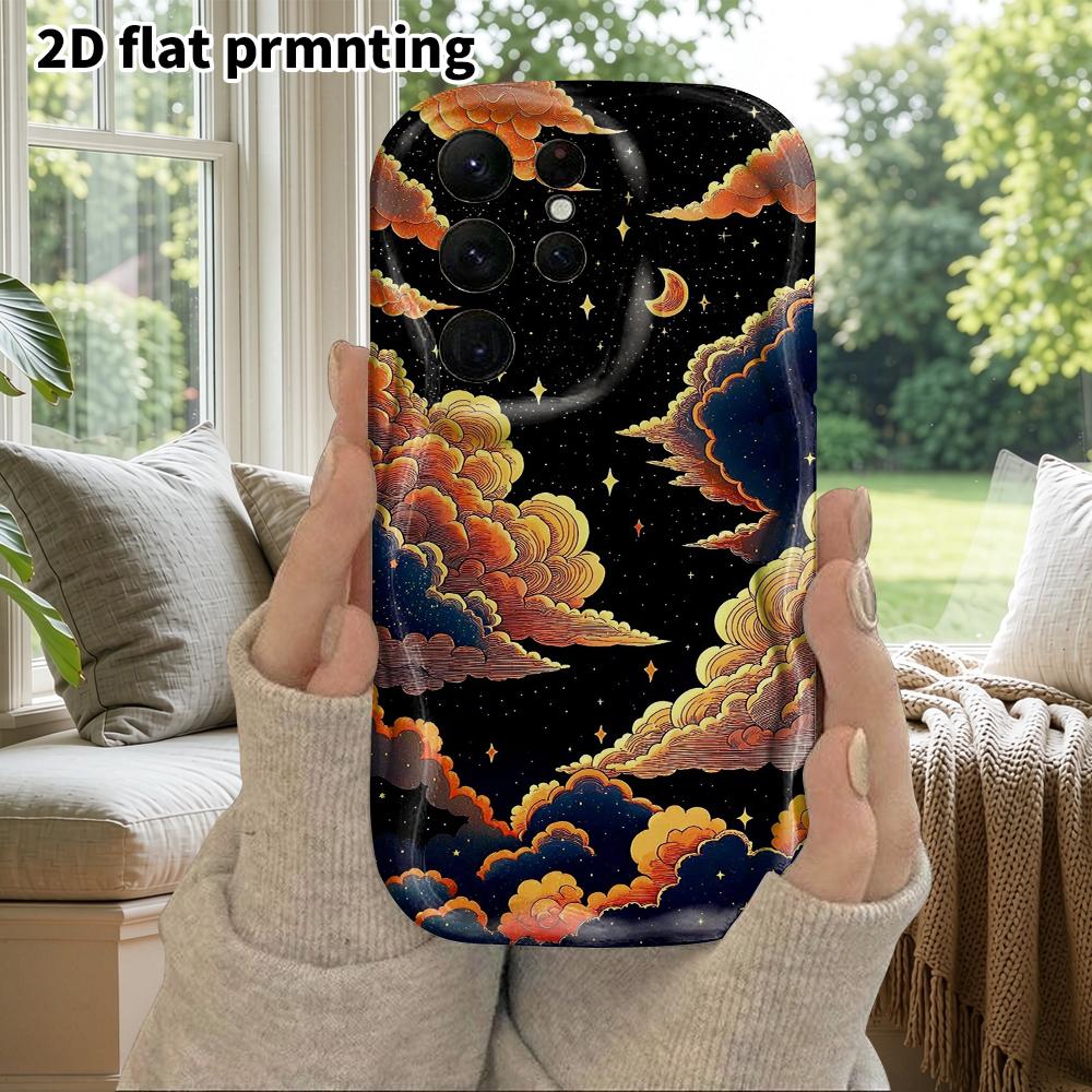 Phone Case: 2D Flat Samsung Galaxy A34 A35 M05 M06 S20 S22 S21 FE Plus 5G Protective Case, Couple Style, Cloud Pattern Starry Sky, Christmas and Hallo