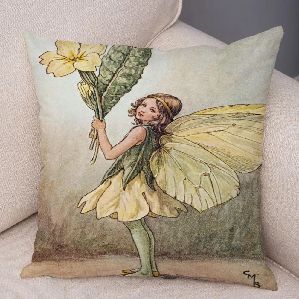 Fairy Tale World Elf Sofa Colorful Cute Cartoon Flower Girl Pillowcase Decorative Home Pillowcase