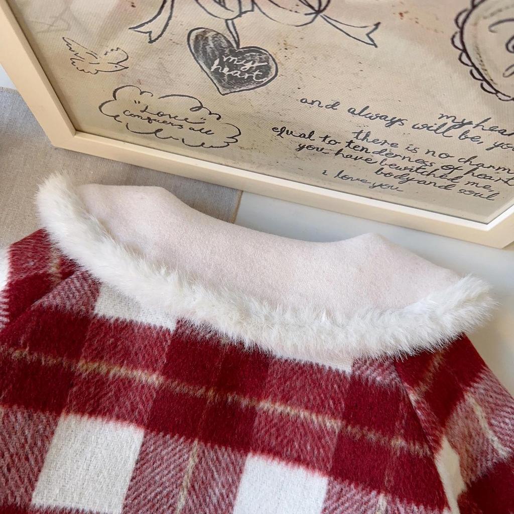 Girls' Stylish Winter Wool Coat with Velvet Lining