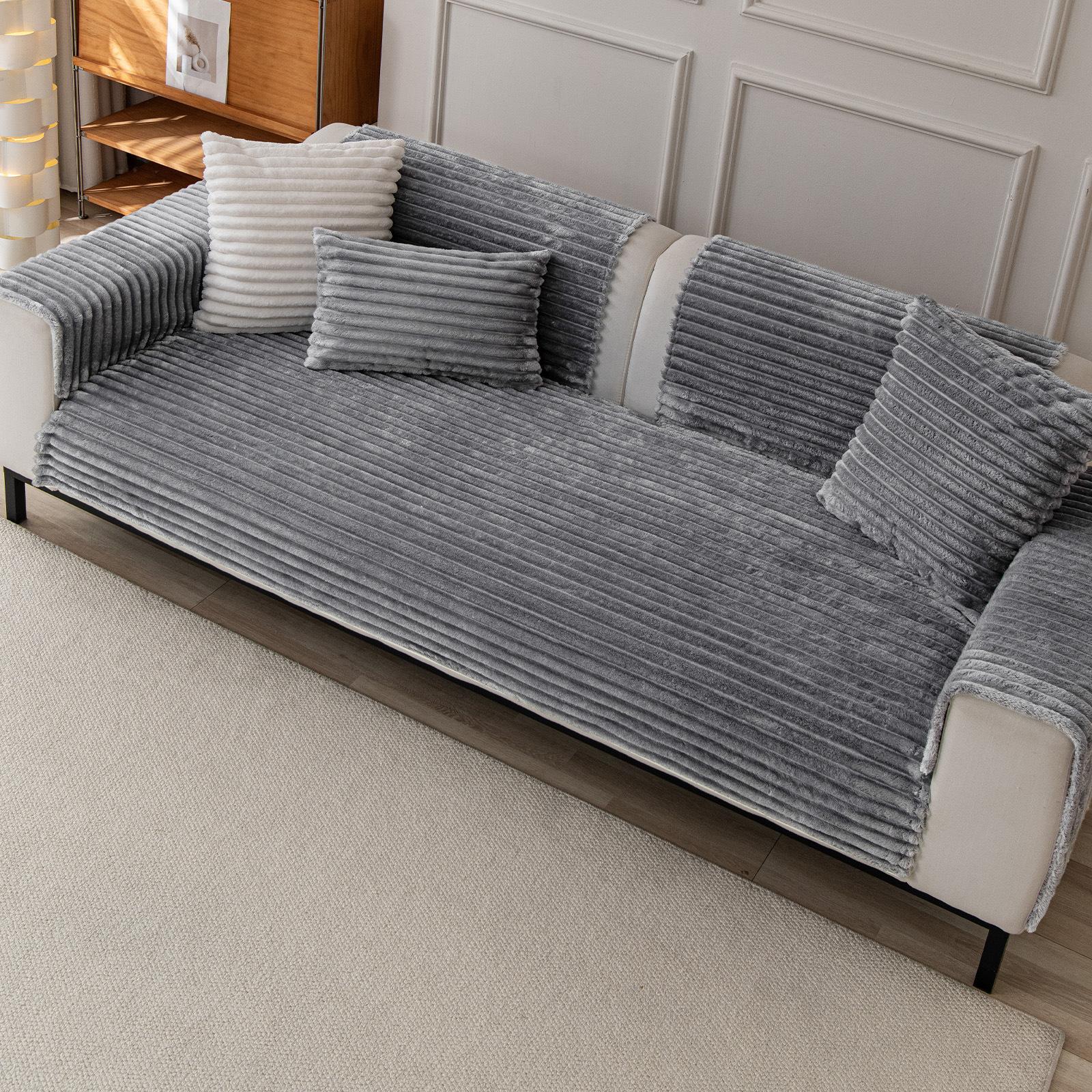 

1pc Sofa Cover High Weight Thickened Warm Anti Slip Anti Cat Scratch Sofa Cushion Cover Straight Row One-piece Laying for Warmth 70*90cm
