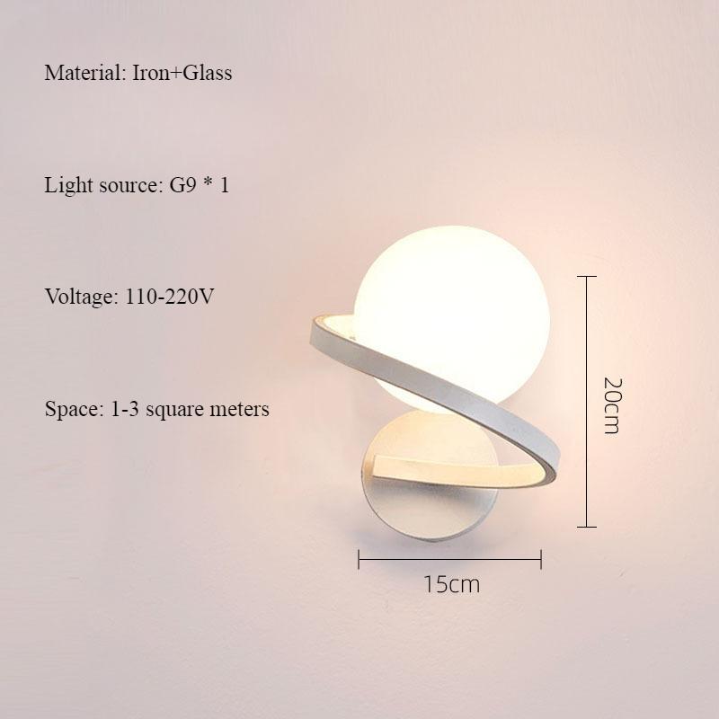 Milk White Glass Spiral Acrylic Wall Lamp Nordic Bedside Bedroom Entrance Lighting Wall Light Cream Wind G9 Light Atmosphere