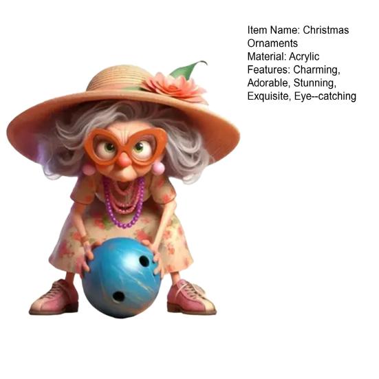 Akryl Bil Bakspeil Sjarm Fe Prinsesse/Gammel Dame Julepynt 2D Flat Auto Hengepynt til Juletre Bildekor