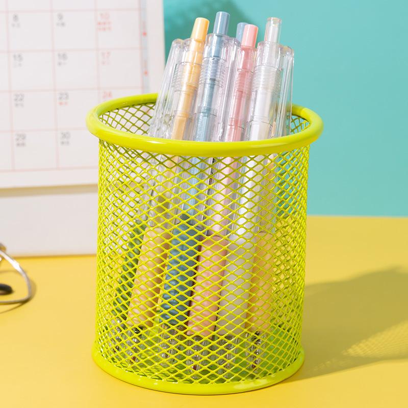 Stationery Pencil Bag Desktop Pencil Bag Creative Metal Mesh Hollow Design Student Color Pencil Large Capacity Pencil Bag