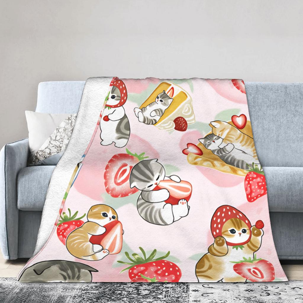 Mofusand Warm Blanket Girls Boys Plush Throw Blanket Funny Couch Chair Flannel Bedspread Sofa Bed Cover