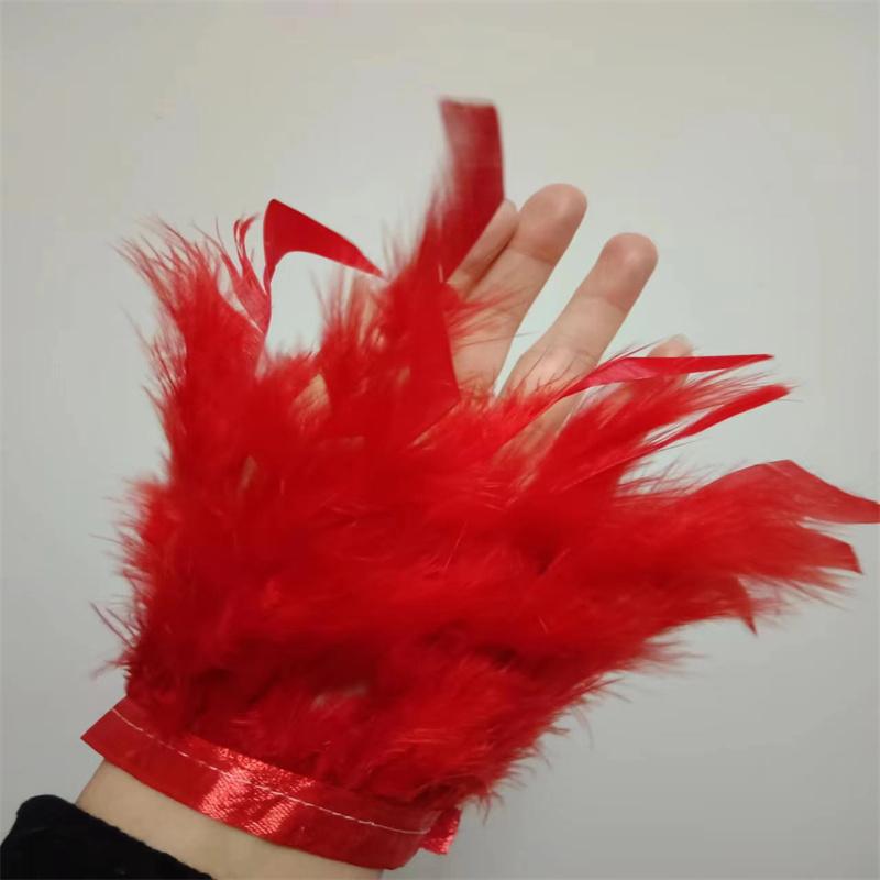 Женские манжеты из натурального меха с перьями, сексуальные манжеты с перьями, манжеты с застежкой-браслетом, рукава для запястья, съемная рубашка красный