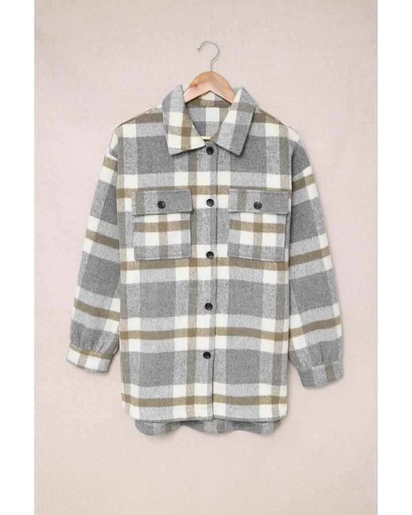 Azura Exchange Plaid Print Pocket Shacket