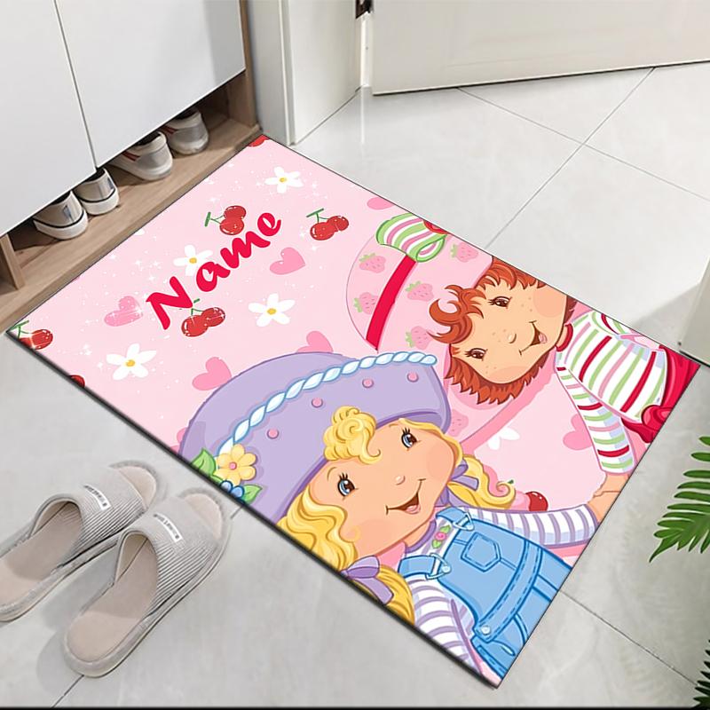 Tappeto Stampato Torta alla Fragola con Nome Personalizzabile, per Sedia da Ufficio Soggiorno Camera da Letto Cucina Decorazioni Regali.