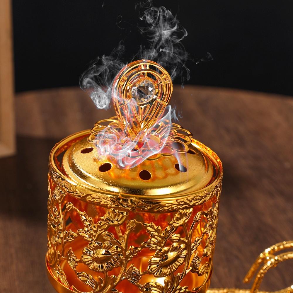 Handheld Metal Incense Stove Traditional Gold Aromatherapy Furnace Arabic Incense Burner  Hotel