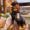 Rustic Design Solar Dog LED Light Creative Puppy Resin Light Resin Dog Sculpture  Outdoor Sculpture