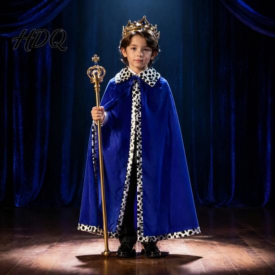 Role Play Costume for Adults Kids King Robe Adults Velvet Queen Royal Cosplay Cape Medieval Halloween Cloak Viking Prince Dress Up Accessory