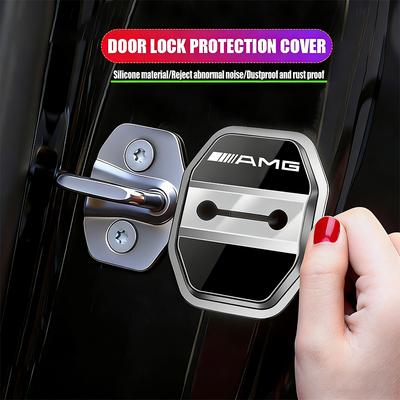 4Pcs Car Door Lock Buckle Protective Covers Shock Absorber Pad Stickers For Mercedes Benz AMG A B C E G CLA GLA W211 W214 W205