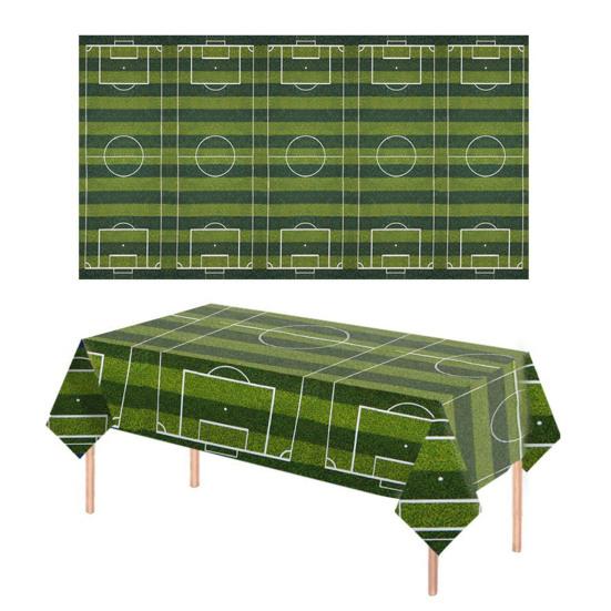 Decorative Football Tablecloth, Waterproof PE Design, Rectangular Tables Football Field Background Cloth, for Party Decorations