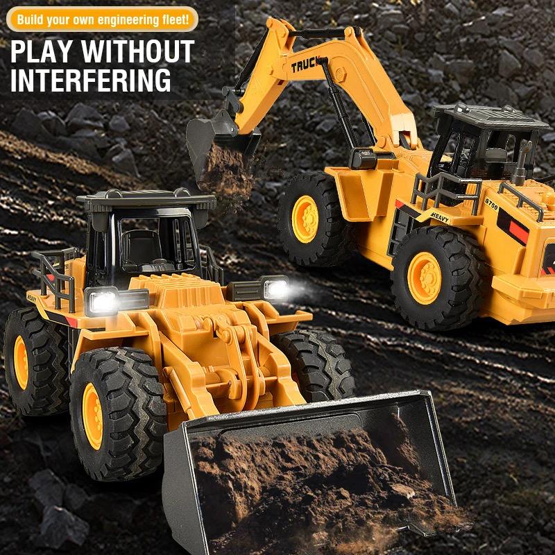 Non-Toxic 2.4G Alloy Rc Excavator Dump Truck Bulldozer Remote Control Multi-Functional Engineering Vehicle Children'S Toys For Kids Gifts