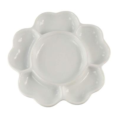 6/7 Přihrádková porcelánová paleta Keramická talířek na barvy s motivem kvetoucí švestky Míchací tácek na barvy pro umělce