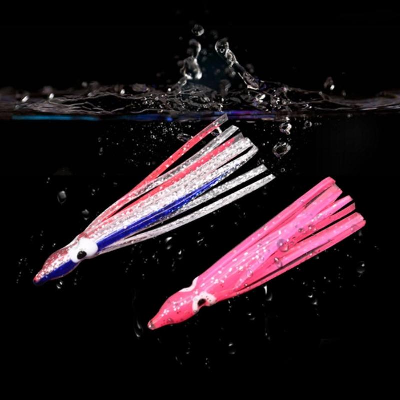 50Pcs Baits Soft Fishing Lures Squid Skirts 5-12cm Artificial Baits Glow Trolling Skirt Lures Saltwater Fishing Baits
