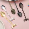 Stirring Spoon Twig Design Dragonfly Coffee Spoon Vintage Smooth Edges Dessert Spoon Zinc Alloy Teaspoon Cake