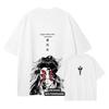 Camiseta Oversized Estampa Dupla Kokushibo "Lua Superior Um" de Demon Slayer, Streetwear Casual Branco Unissex, Presente para Fã de Vilão de Anime