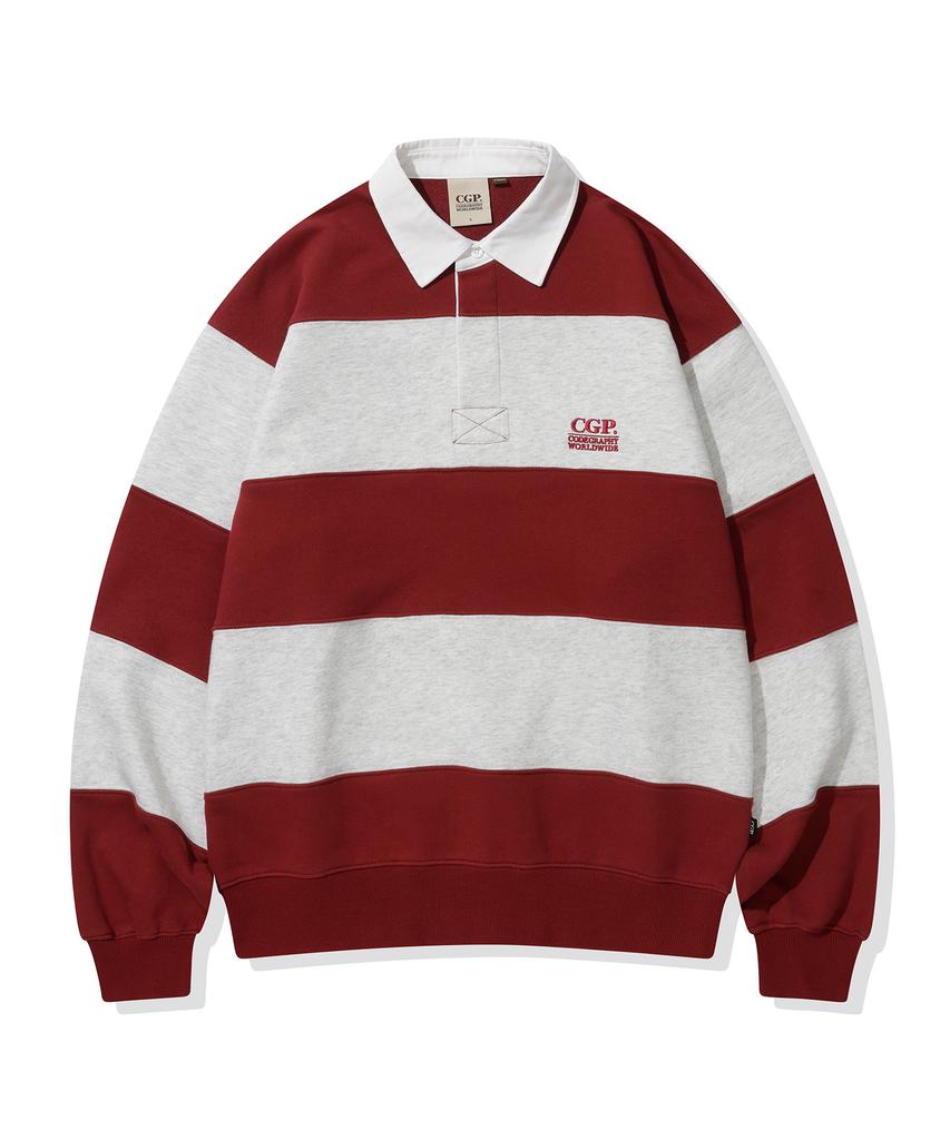 CGP Striped Rugby Sweatshirt_Dark Red